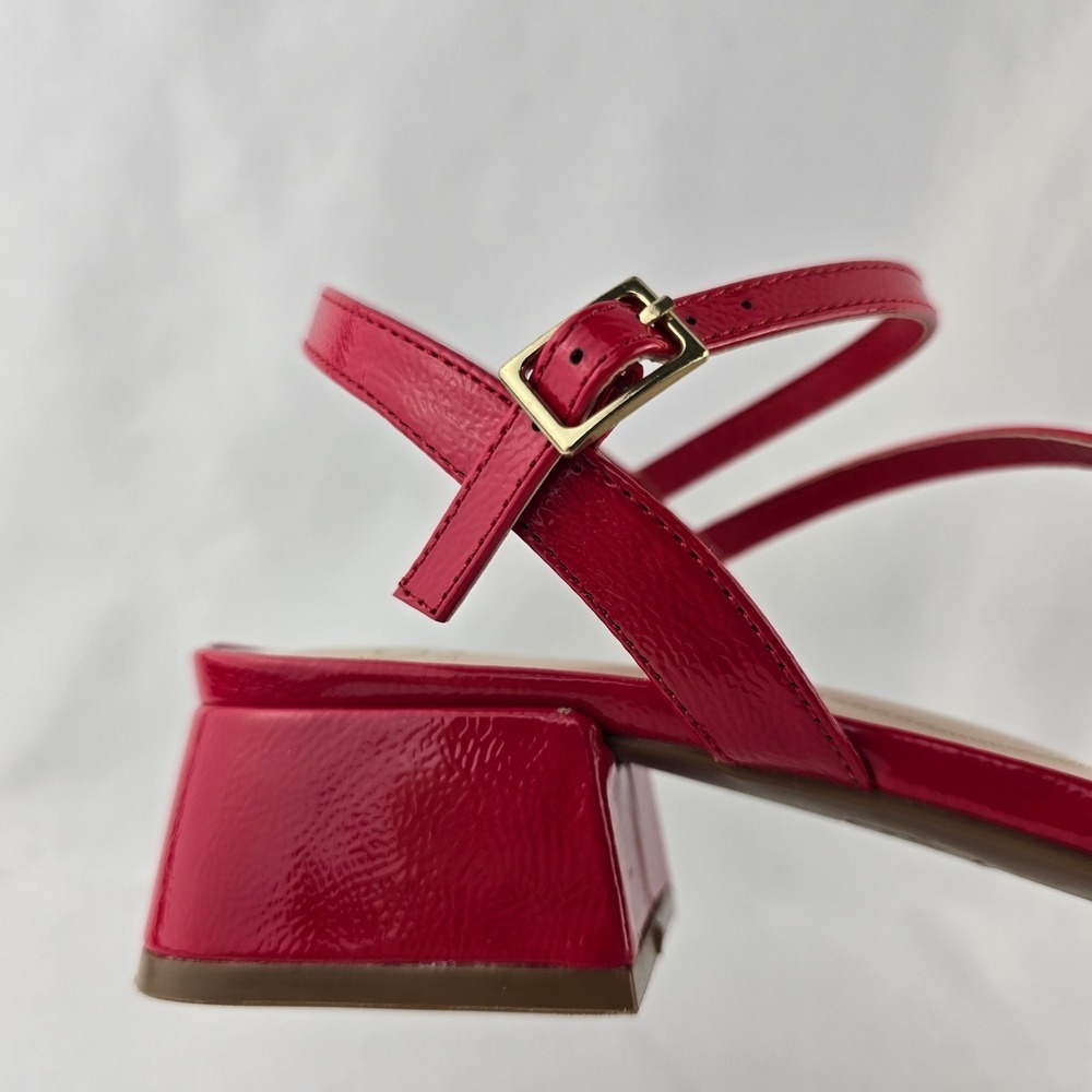 NWT Jones New York Women's Red Patent Strappy Block Heel Buckle Sandals 7.5M - Picture 10 of 16